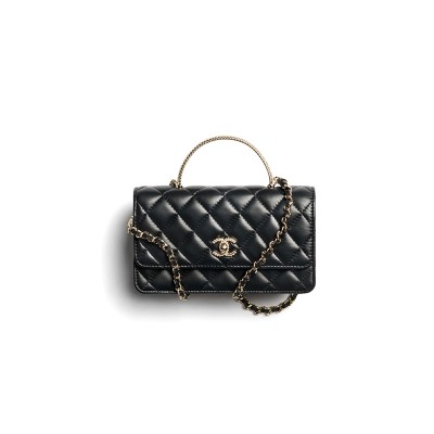 CHANEL CLUTCH WITH CHAIN LAMBSKIN, STRASS & GOLD-TONE METAL BLACK AP4831 (18.5*11*6cm)